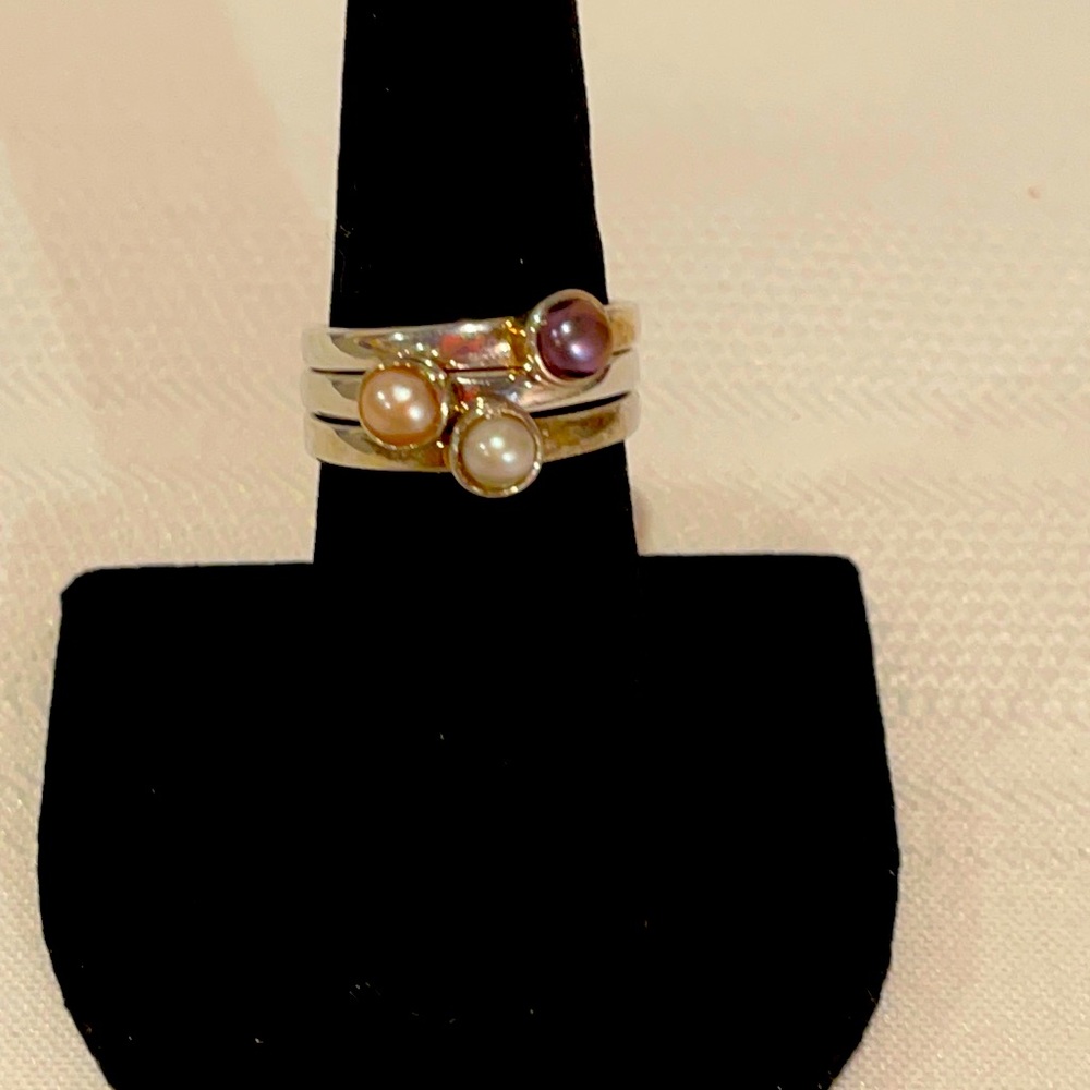 Pearl Skinny Stacking Rings - Picture 4 of 7